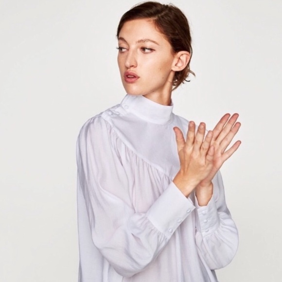 Zara Tops - Zara High Collar Blouse